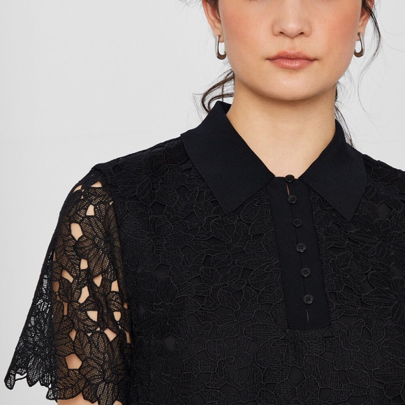 Collared Lace Shirt - New With Tags - NEVER WORN - Black - Picture 3 of 5